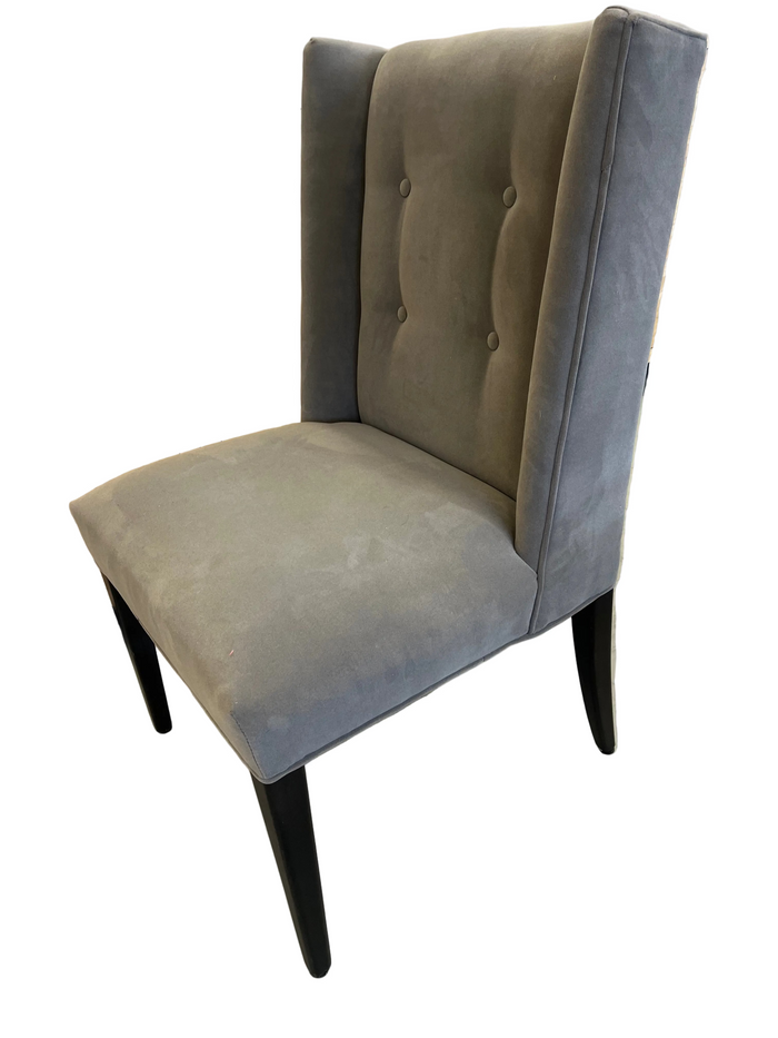 Grey Upholstered Wingback Chair