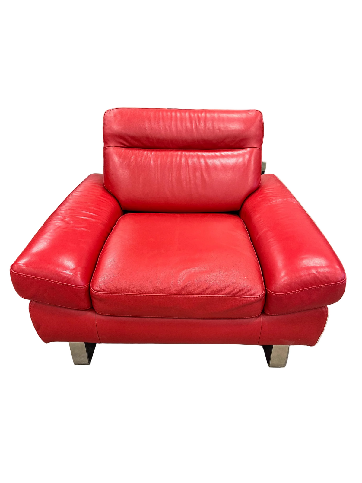 Modern Silhouette Vibrant Red Italsofa Leather Armchair