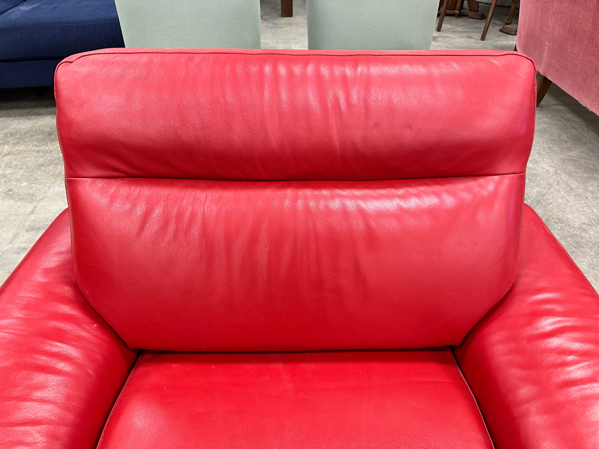 Modern Silhouette Vibrant Red Italsofa Leather Armchair