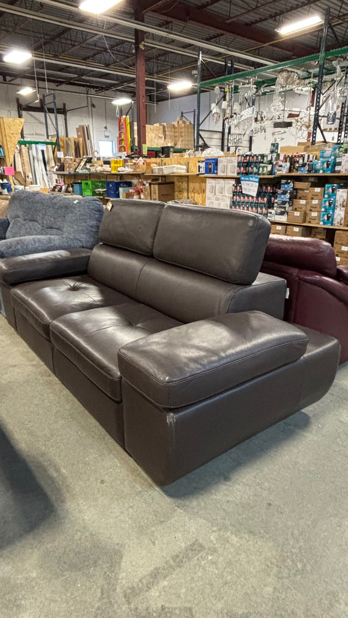2-Seater Dark Brown Leather Couch
