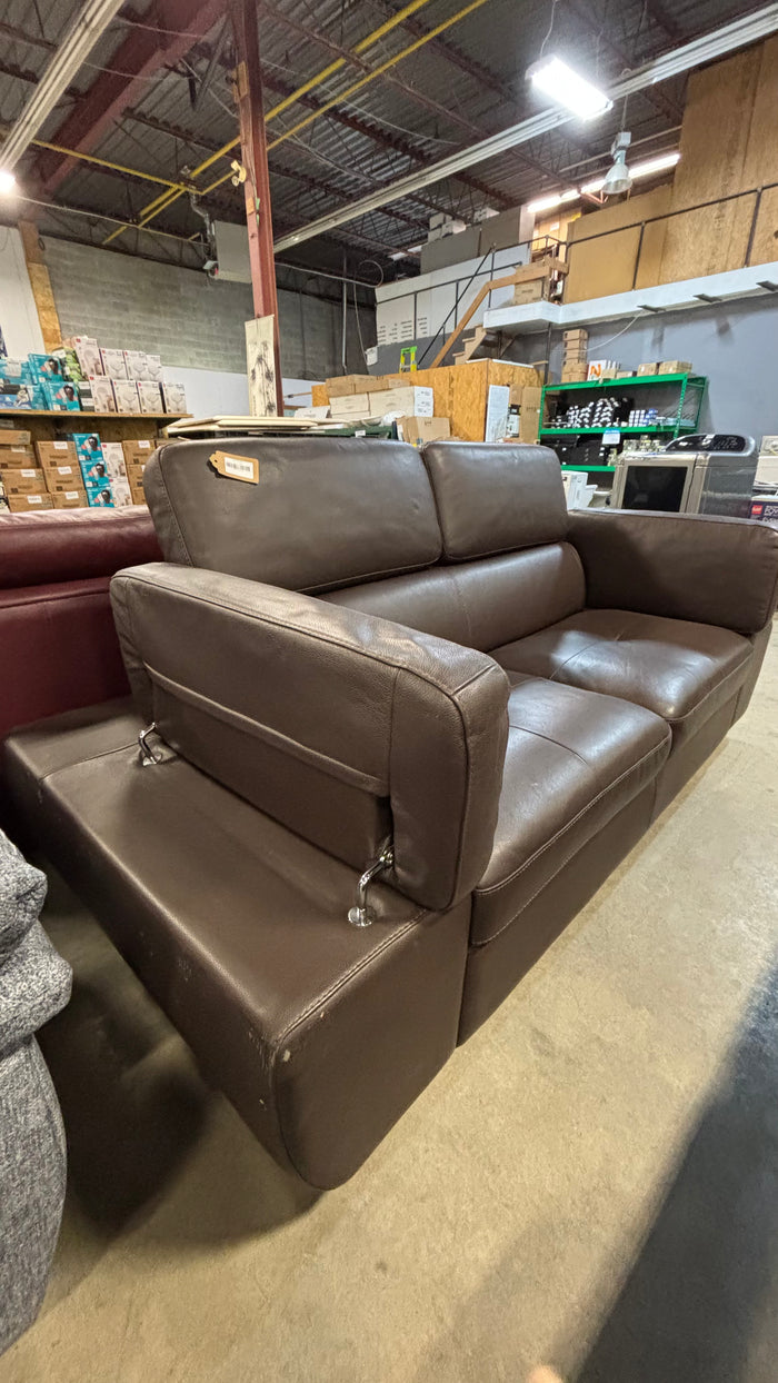 2-Seater Dark Brown Leather Couch
