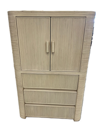 Vintage Off-White Pencil Reed Bamboo Cabinet