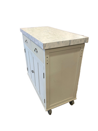 White Rolling Kitchen Island Cabinet on Wheels