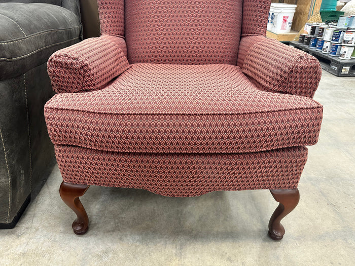 Dusty Rose Queen Anne Wingback Chair
