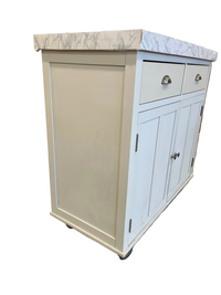 White Rolling Kitchen Island Cabinet on Wheels