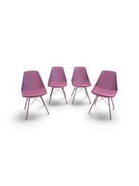 Set Of 4 Blush Pink Magenta Mid Century Style Chairs