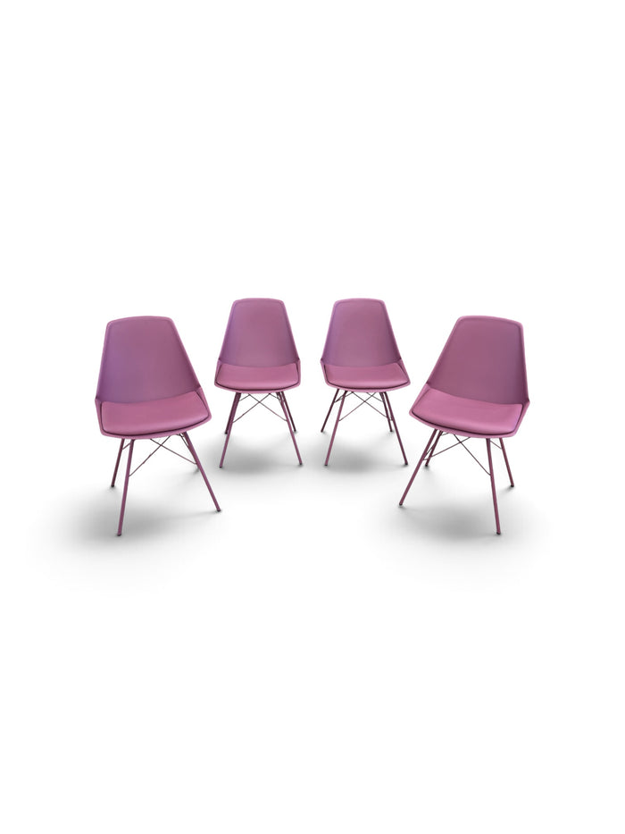 Set Of 4 Blush Pink Magenta Contemporary Chairs