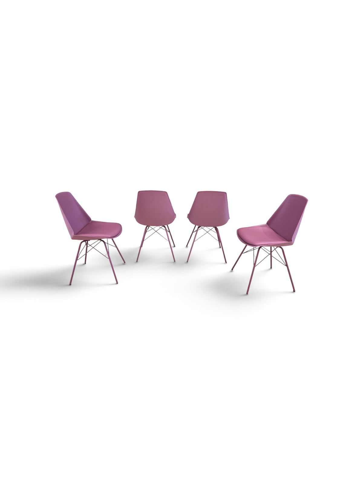 Set Of 4 Blush Pink Magenta Mid Century Style Chairs