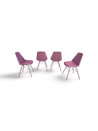 Set Of 4 Blush Pink Magenta Mid Century Style Chairs