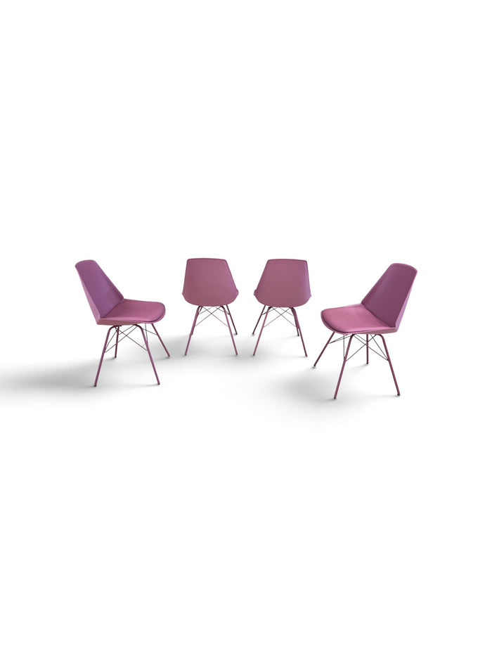 Set Of 4 Blush Pink Magenta Contemporary Chairs