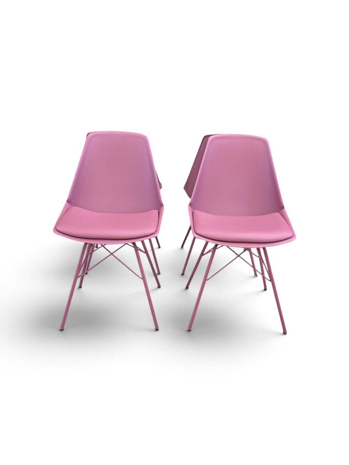 Set Of 4 Blush Pink Magenta Mid Century Style Chairs