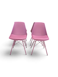 Set Of 4 Blush Pink Magenta Mid Century Style Chairs