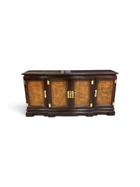 Burlwood Sideboard Buffet Cabinet with Brass Hardware