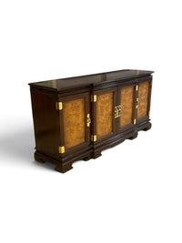Burlwood Sideboard Buffet Cabinet with Brass Hardware