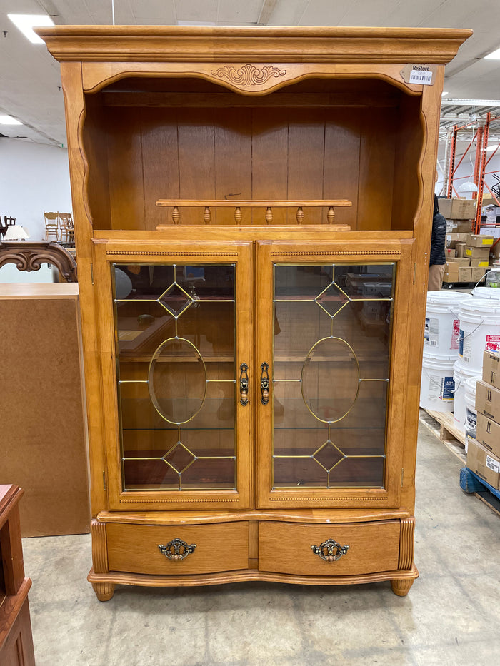 Cabinet With Glass Doors And 2 Drawers