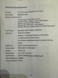 7” Digital Photo Frame