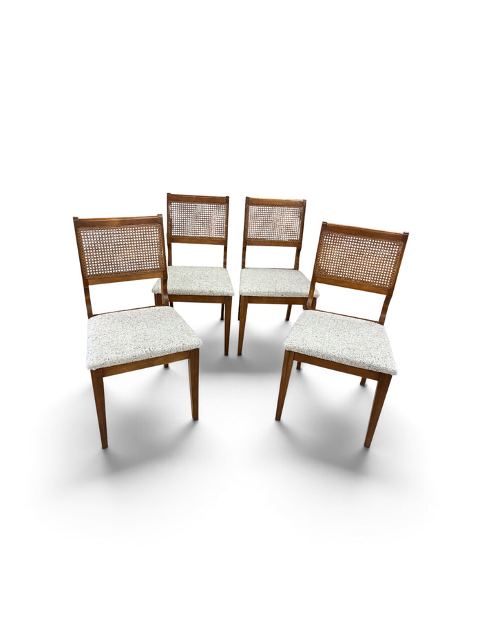 Set of 4 Caneback Chairs with Woven Upholstered Seats