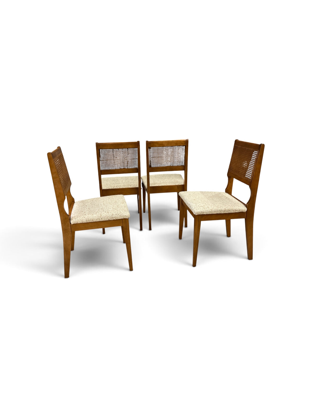 Set of 4 Caneback Chairs with Woven Upholstered Seats