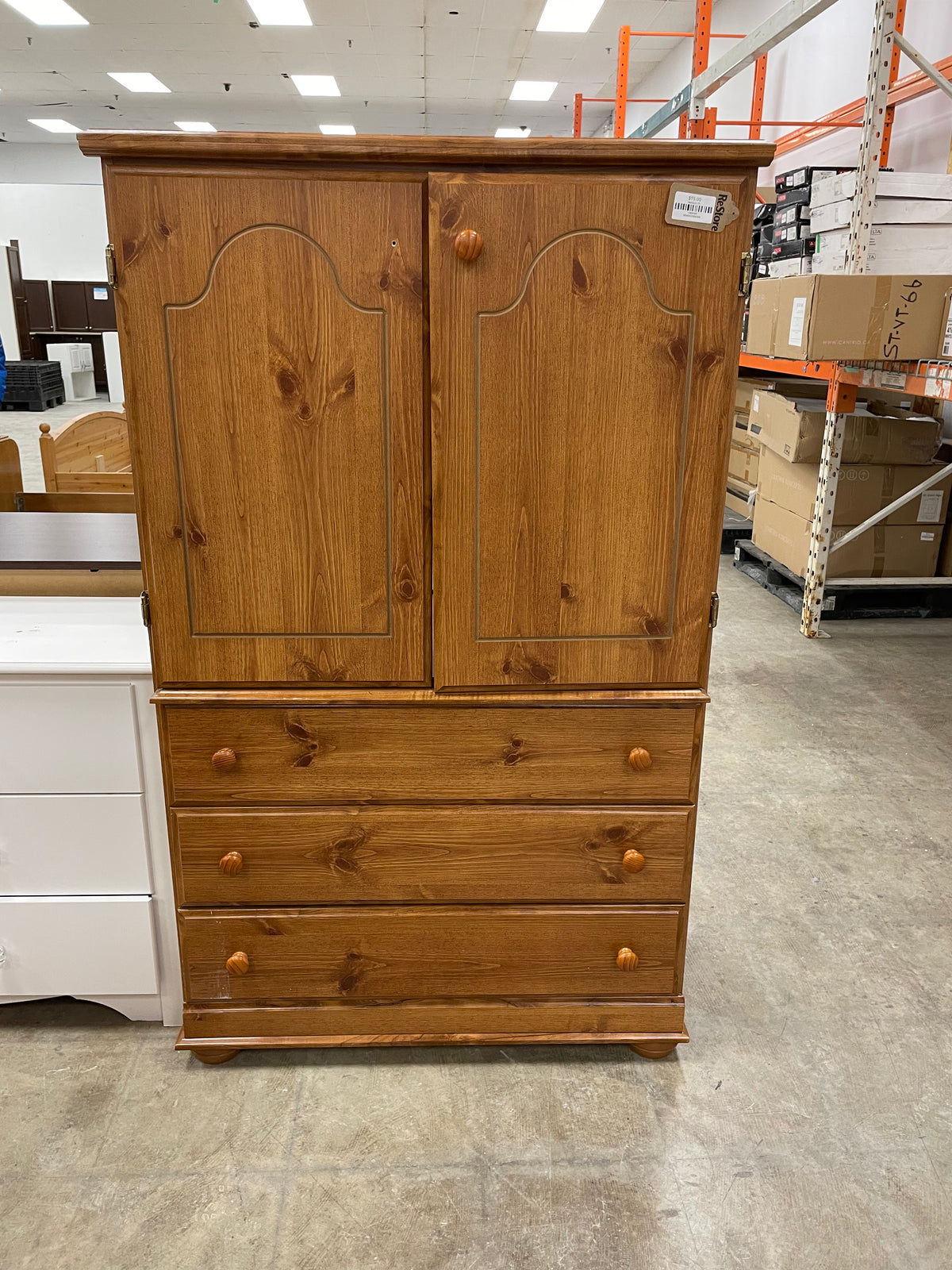 Wooden TV Cabinet With Wooden Knobs