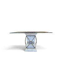Grecco Coffee Table Glass Top and Stone with Iron Base