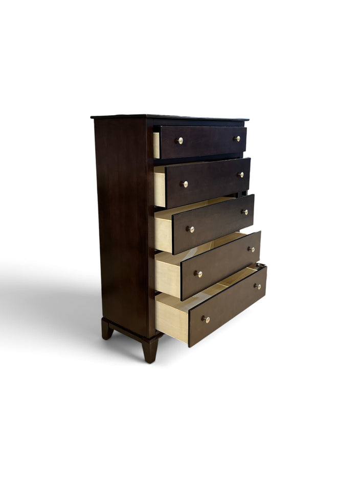 5 Drawer Dark Wood Chest of Drawers