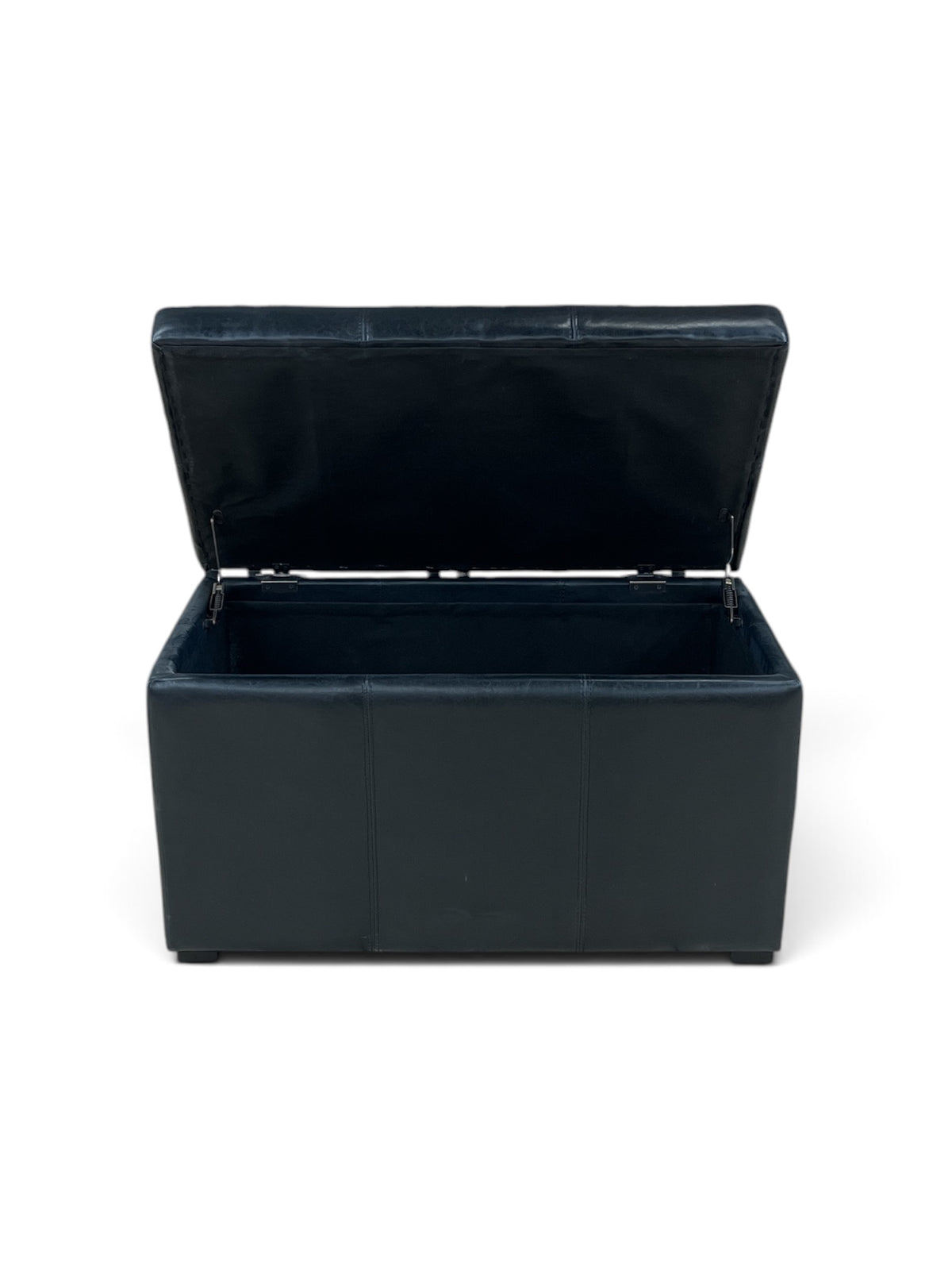 Black Faux Leather Storage Ottoman/Bench