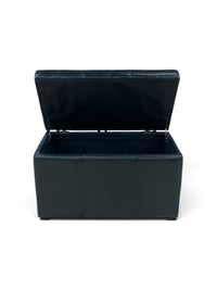 Black Faux Leather Storage Ottoman/Bench
