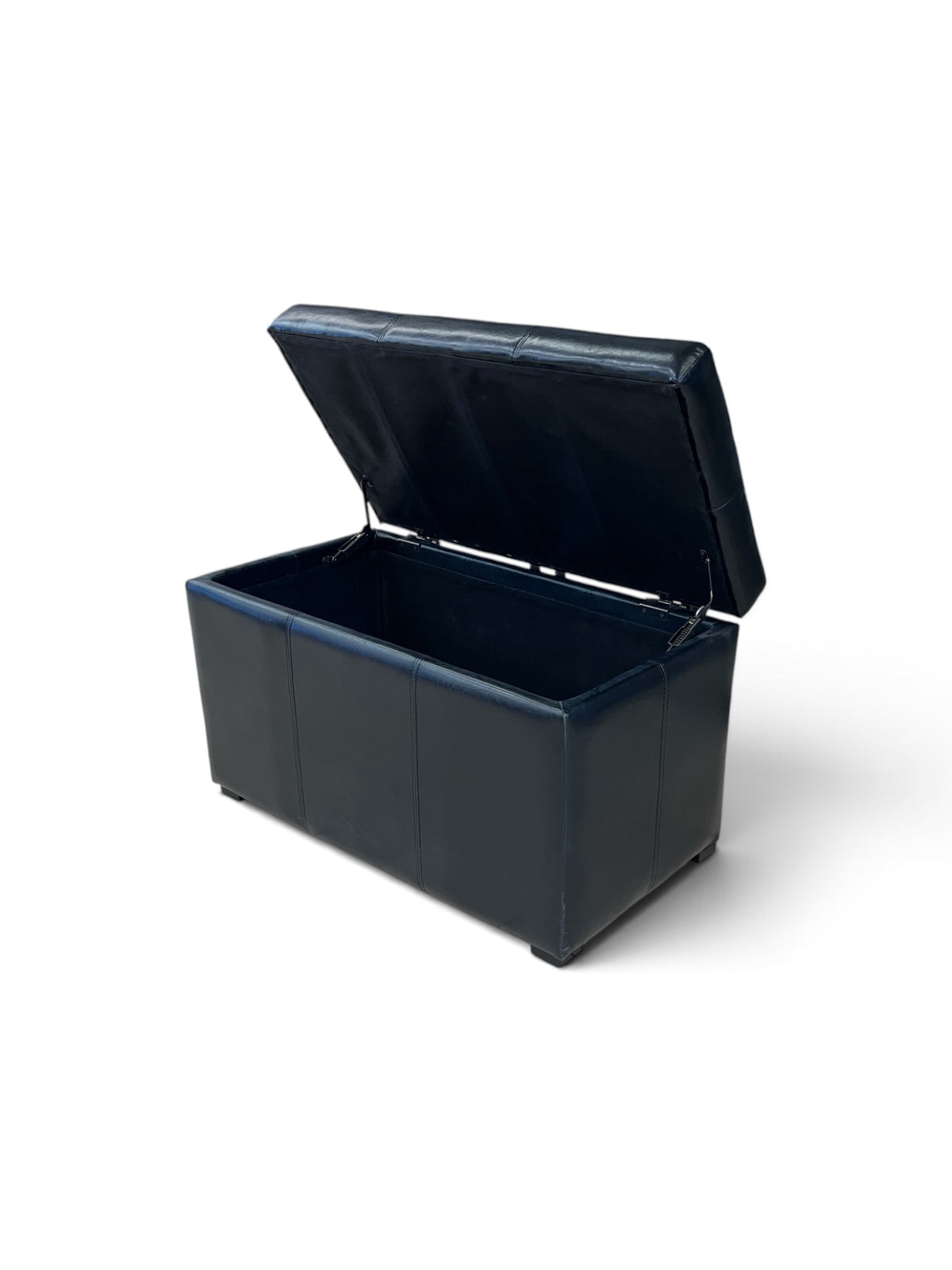 Black Faux Leather Storage Ottoman/Bench