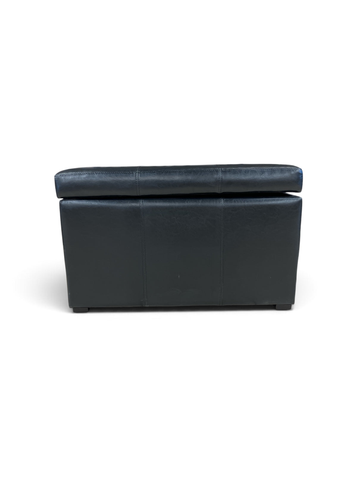 Black Faux Leather Storage Ottoman/Bench