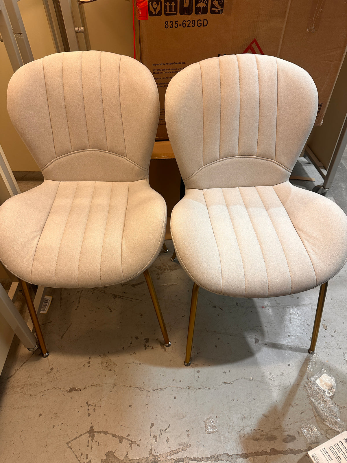 Dining Chairs Set of 2 W/ Cushion Backrest for Living Room Cream White