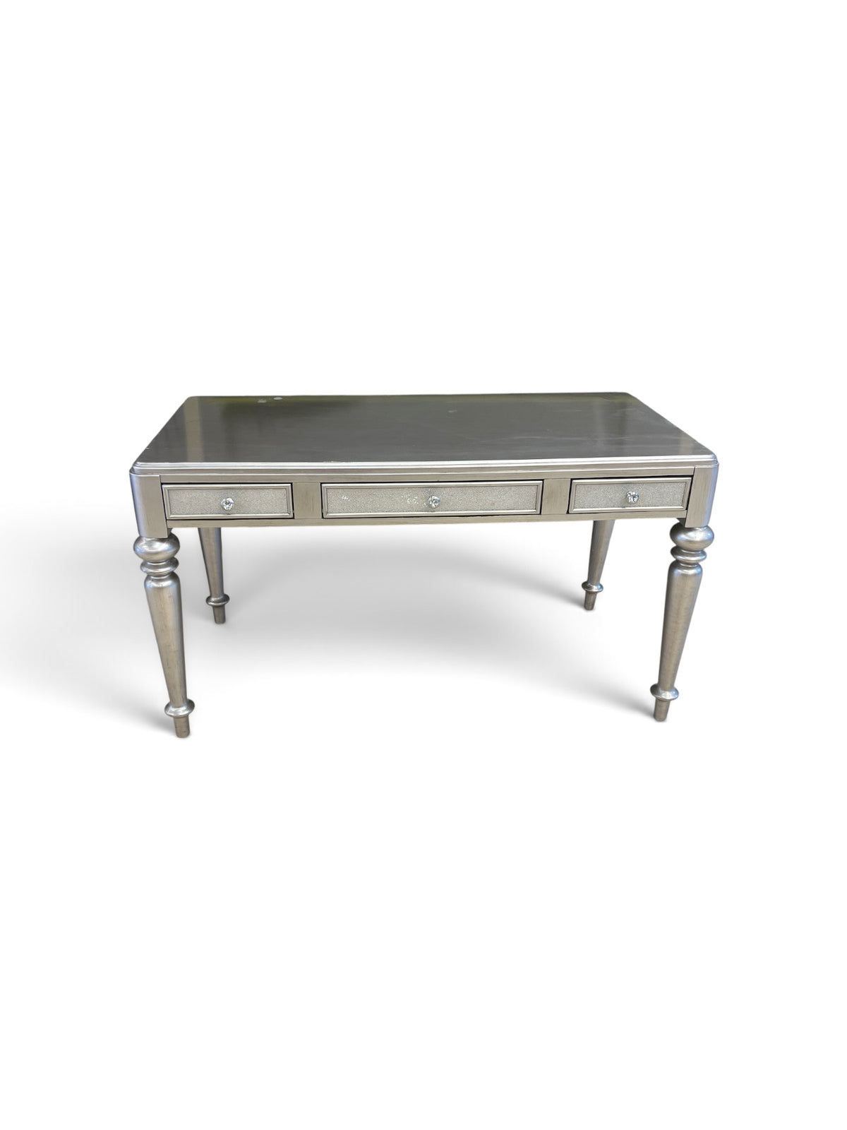 Silver Mirrored Sides Vanity Table w/ 3 Drawers