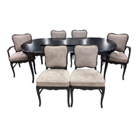 Traditional Black Oval Dining Table w/ 6 Chairs