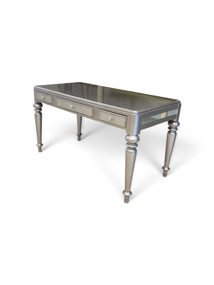 Silver Mirrored Sides Vanity Table w/ 3 Drawers