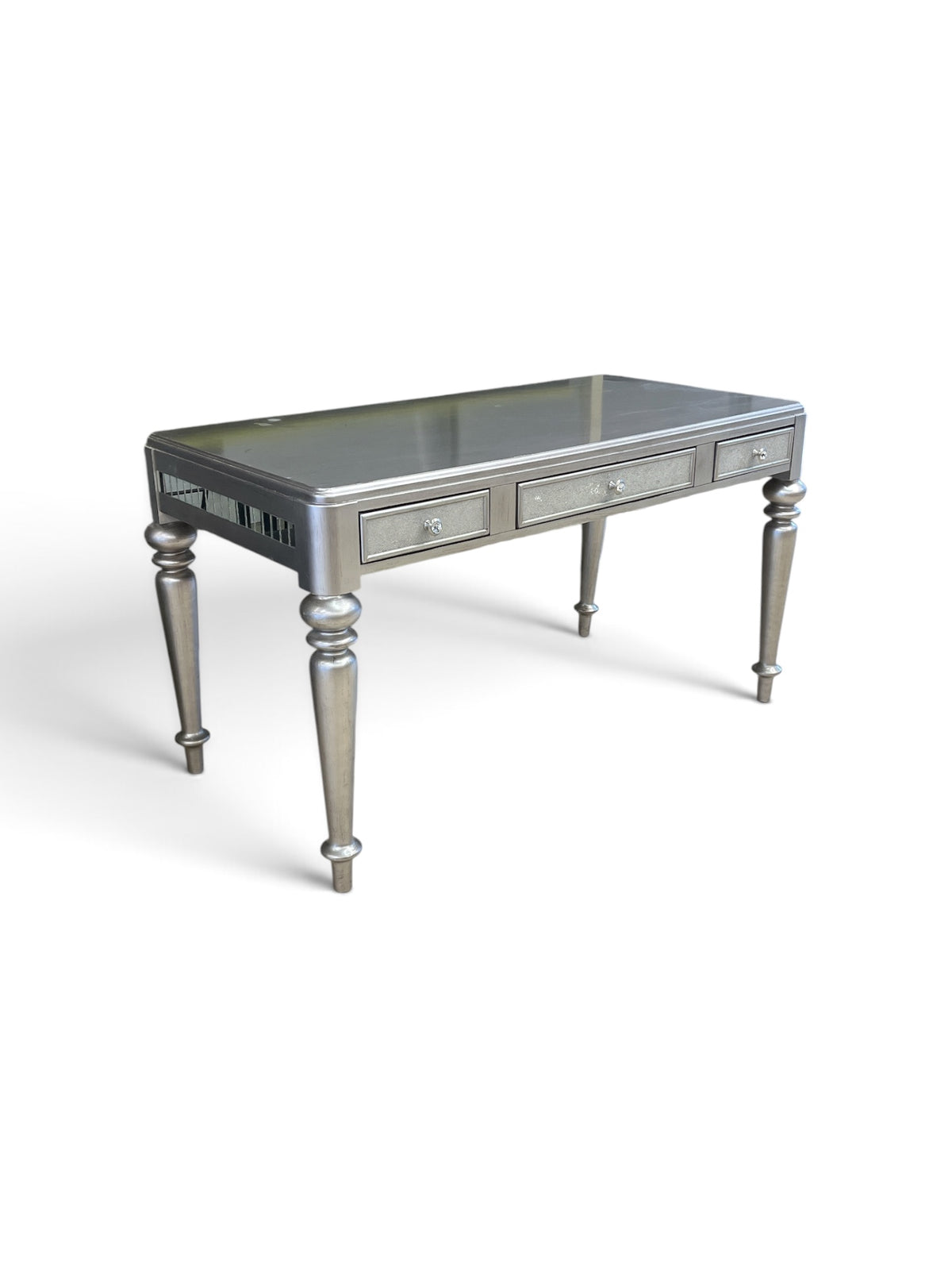 Silver Mirrored Sides Vanity Table w/ 3 Drawers