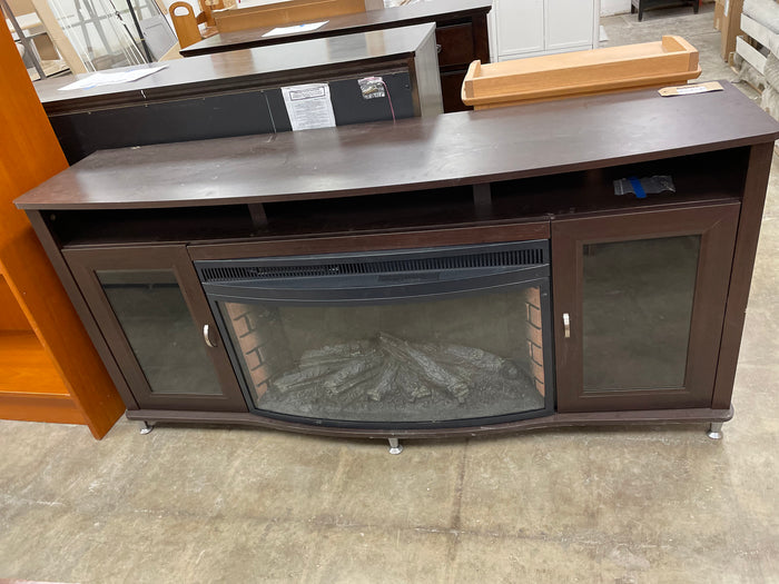 Dark Wooden Entertainment Fireplace Unit