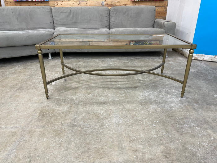 Gold Metal Frame Coffee Table With Glass Top