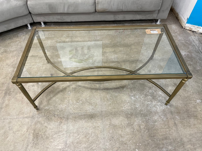 Gold Metal Frame Coffee Table With Glass Top