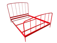 Crate & Barrel Red Metal Spindle Queen Bed Frame