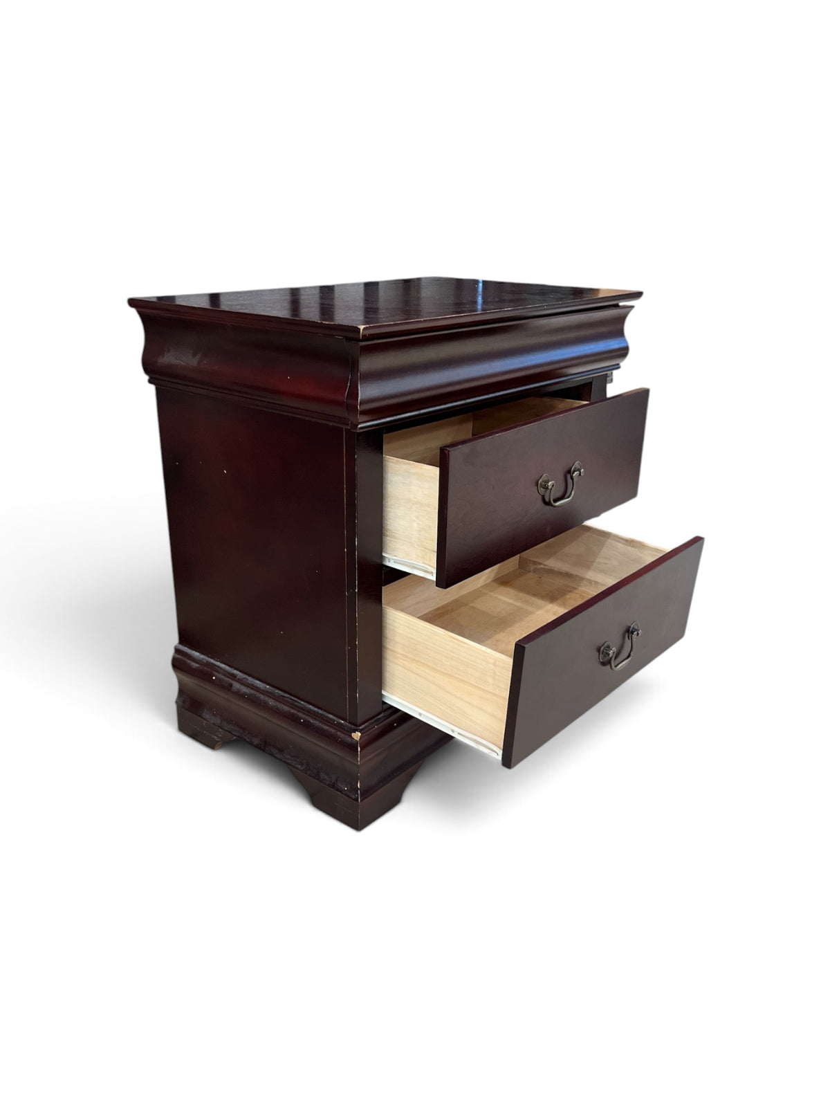 Traditional Cherry Wood 2 Drawer Nightstand