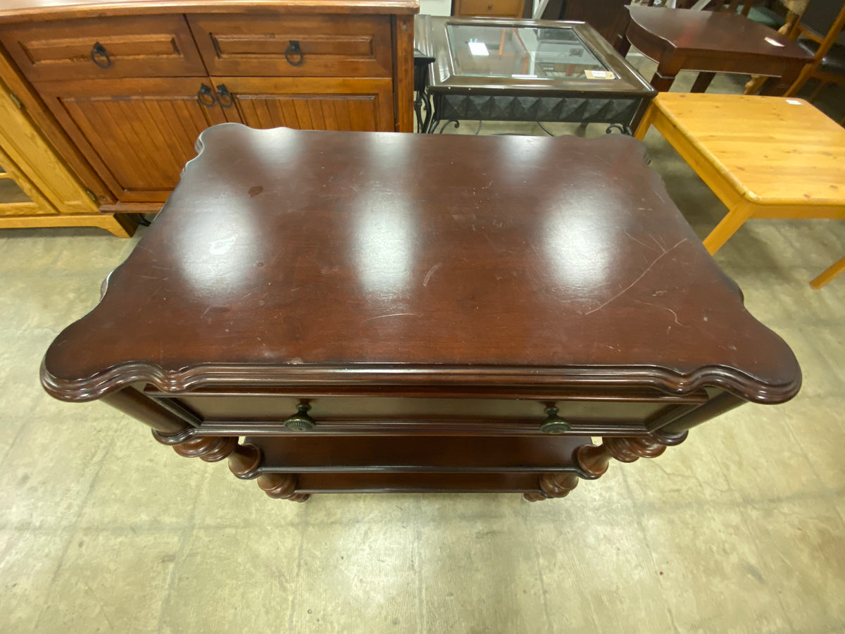 Mahogany Rectangular Two-tiered Side Table