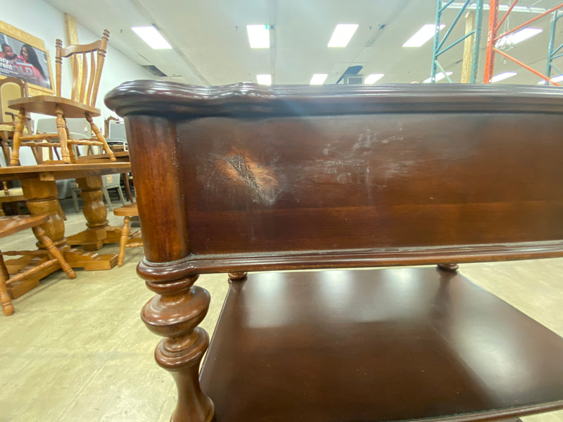 Mahogany Rectangular Two-tiered Side Table