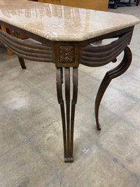Art Deco Console Table with Marble Top and Wrought Iron Base