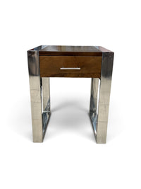 Wood Accent Table with Chrome Frame & 1 Drawer