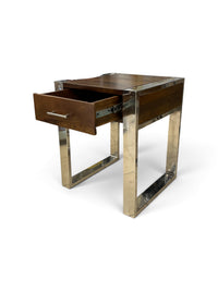 Wood Accent Table with Chrome Frame & 1 Drawer