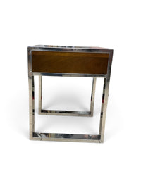 Wood Accent Table with Chrome Frame & 1 Drawer