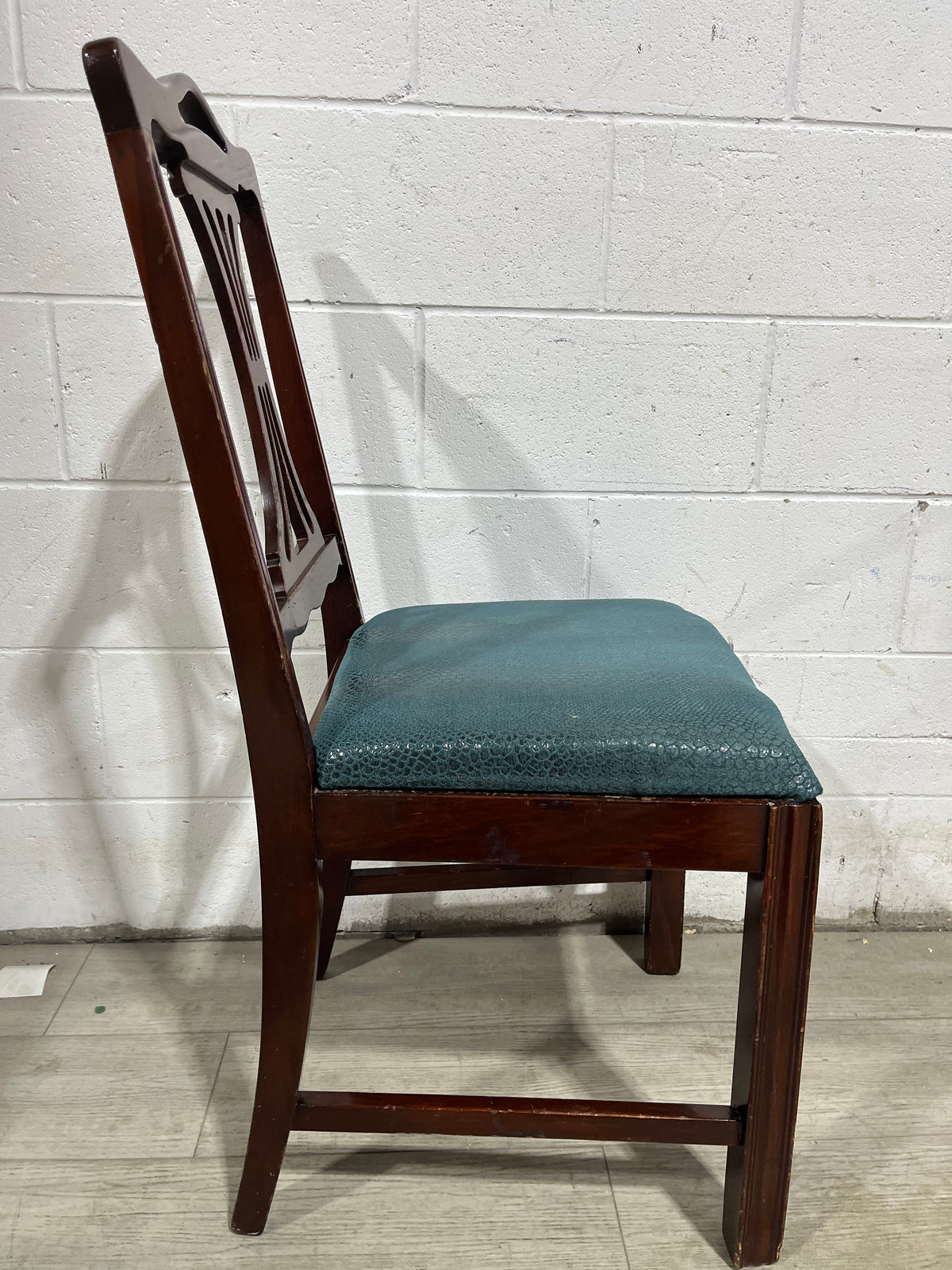 Set of 4 Turquoise Reptile Skin Dining Chairs