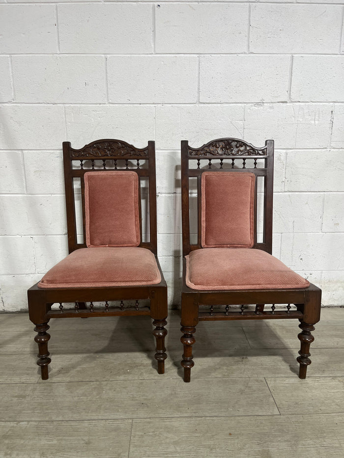 Pair of Small Antique Cushioned Chairs
