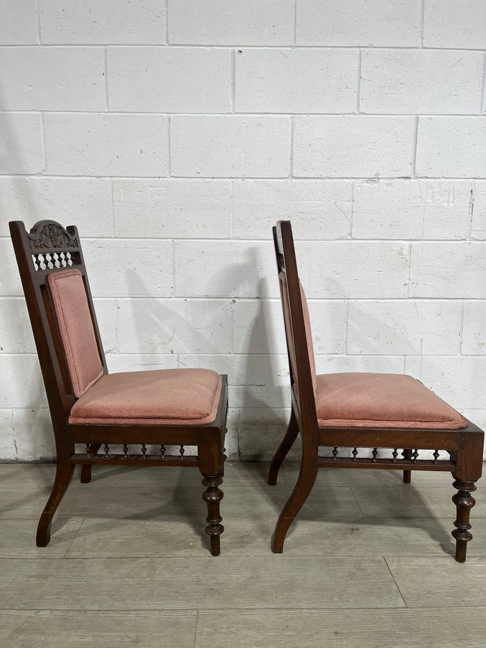 Pair of Small Antique Cushioned Chairs