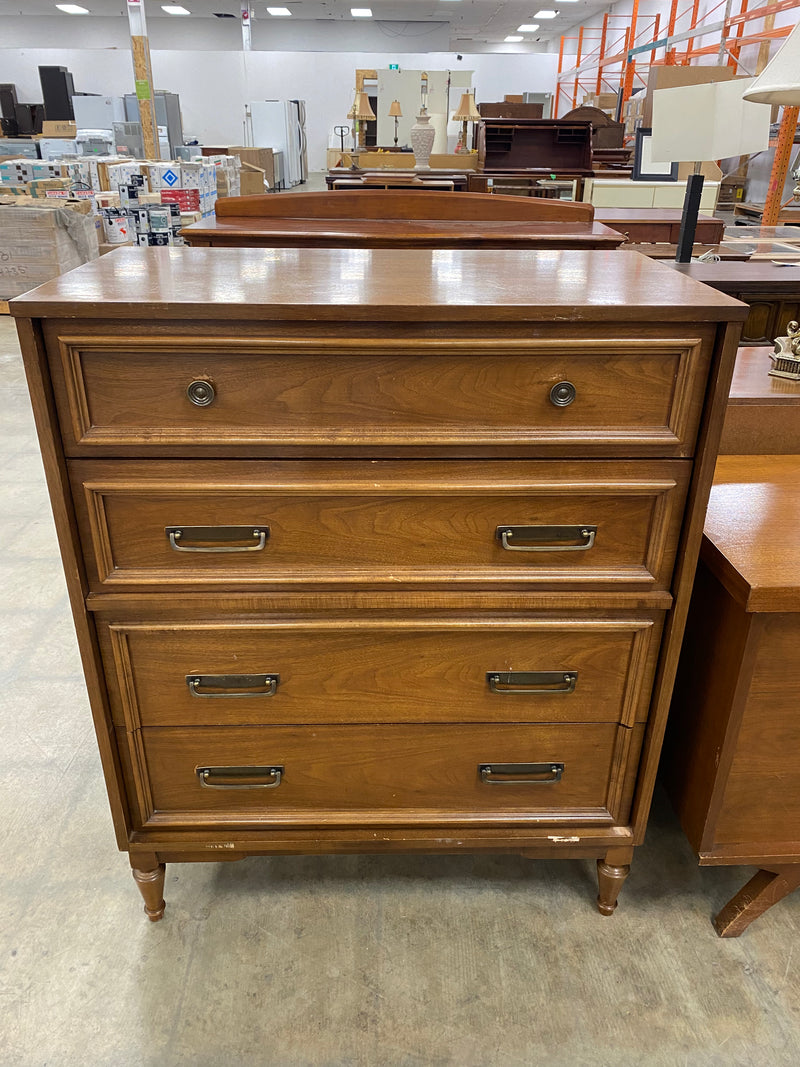 Cherry Wood Mid - Century Modern Tallboy Dresser