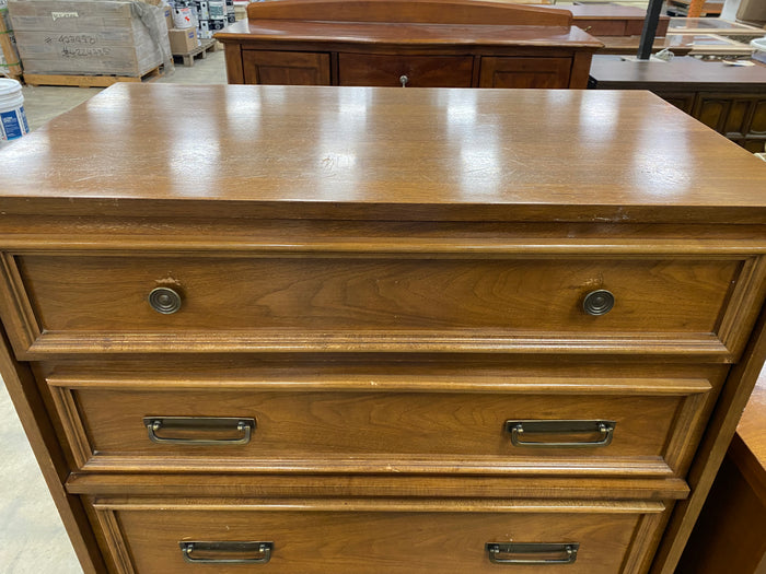 Cherry Wood Mid - Century Modern Tallboy Dresser